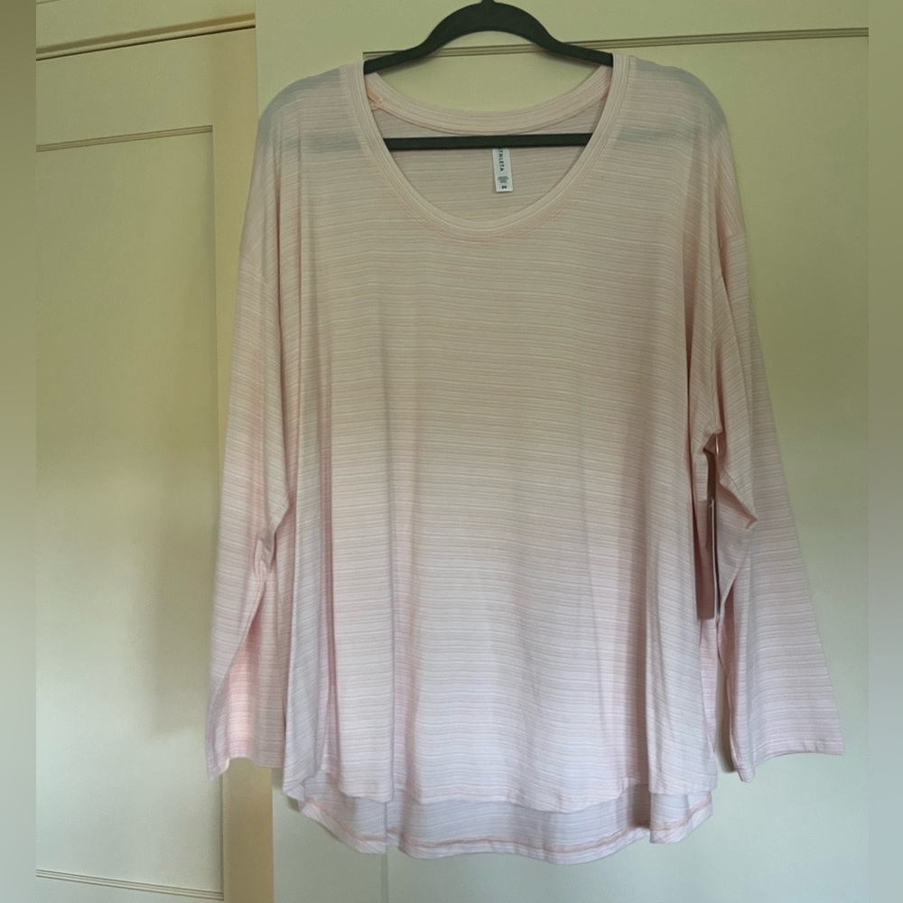 NWT Athleta Stratus long sleeve pink striped top 2X